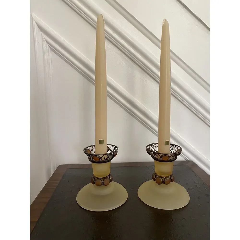Partylite Paris Retro Amber Holders Candle Assortment Frost Filigree Retired - Picture 3 of 14
